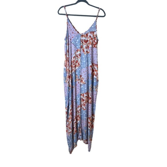 Lovestitch Floral Patchwork Maxi Dress Spaghetti strap Summer Casual Size M/L - Picture 1 of 9